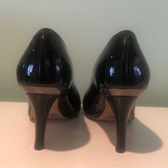Cole Haan Collection Black Patent Leather Peep Toe High Heels Size 9 No Box Used - Picture 8 of 8